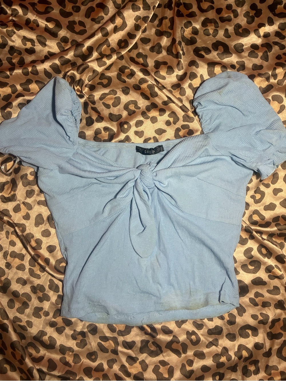⭒ adorable baby blue shein crop top